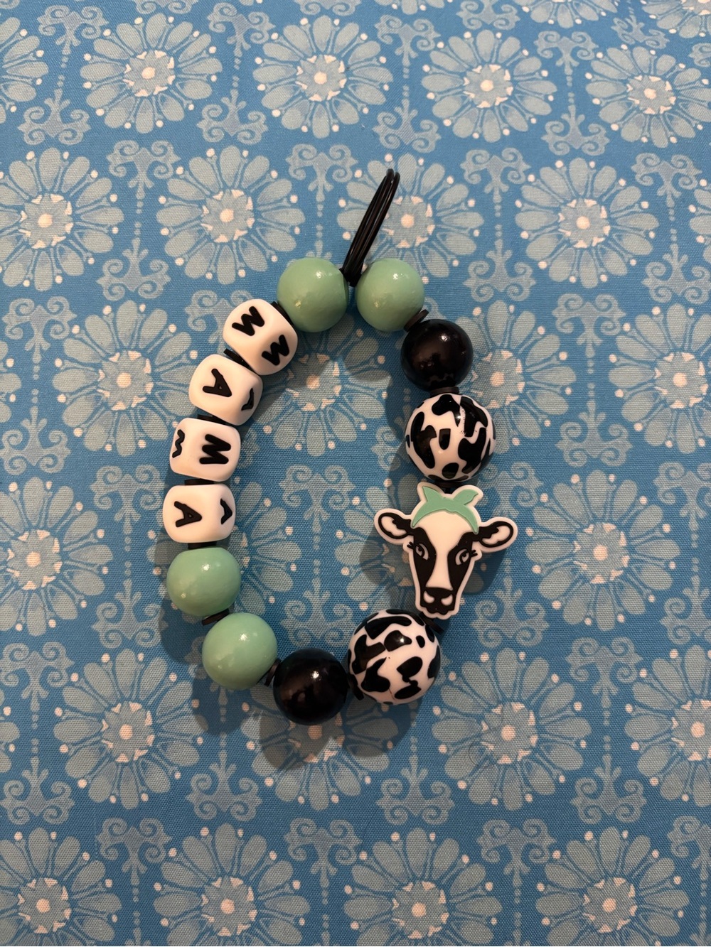 Cow Charm Beaded Bracelet keychain